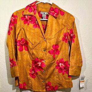 Caribbean Joe tropical print button down shirt 🌺 NWT 🌺 small